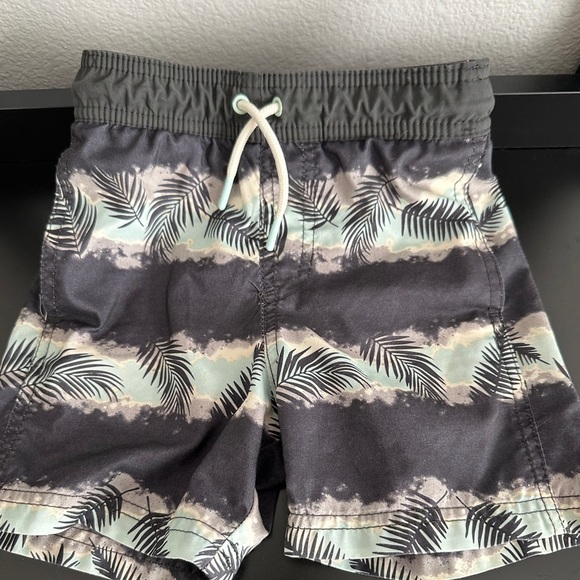 Cat & Jack Other - Tropical Print swim Shorts - Black and Green